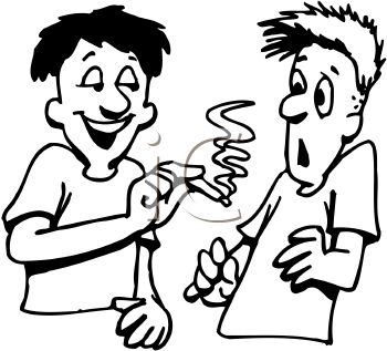 350x317 Royalty Free Clip Art Image Boy Trying To Get Another Boy To Smoke
