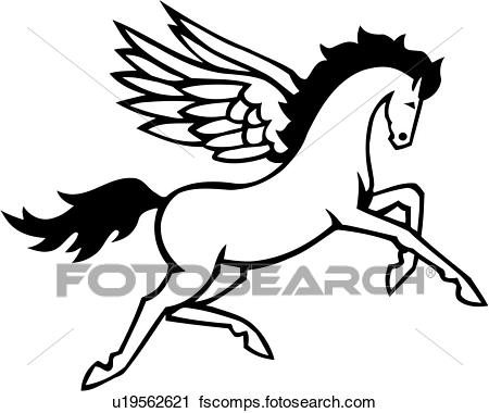 450x380 Clipart Of , Myth, Mythical, Mythological, Pegasus, Wings