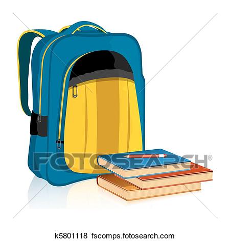450x470 Clip Art Of School Bag With Book And Pencil K5801118