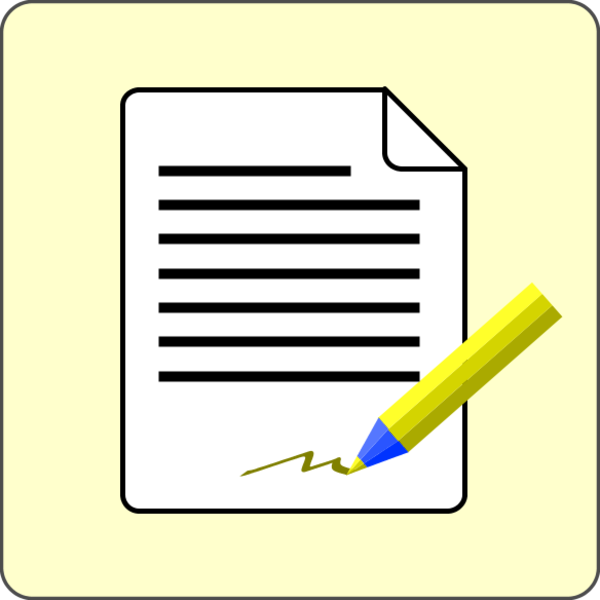 600x600 Signature Paper Document Pencil Vector Clip Art Image