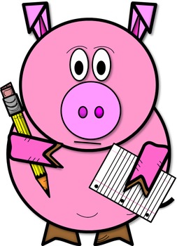 253x350 Clip Art Preston The Pig Holding Pencil And Paper (Color And Bampw)