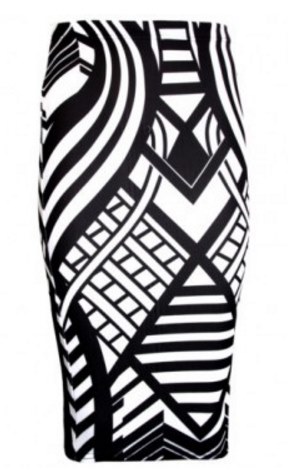 288x471 Multi Print Black And White Pencil Skirt Ingridbridal Ingrid'S