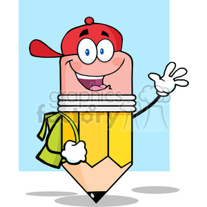 300x300 Royalty Free 5912 Royalty Free Clip Art Happy Pencil Student Going