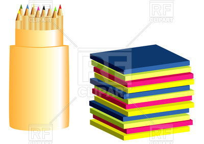 400x283 Colored Paper And Pencils Royalty Free Vector Clip Art Image