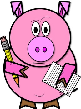 259x350 Clip Art Preston The Pig Holding Pencil And Paper (Color And Bampw)