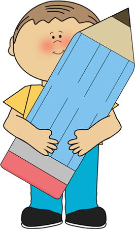 266x450 Boy Holding Giant Pencil Clip Art