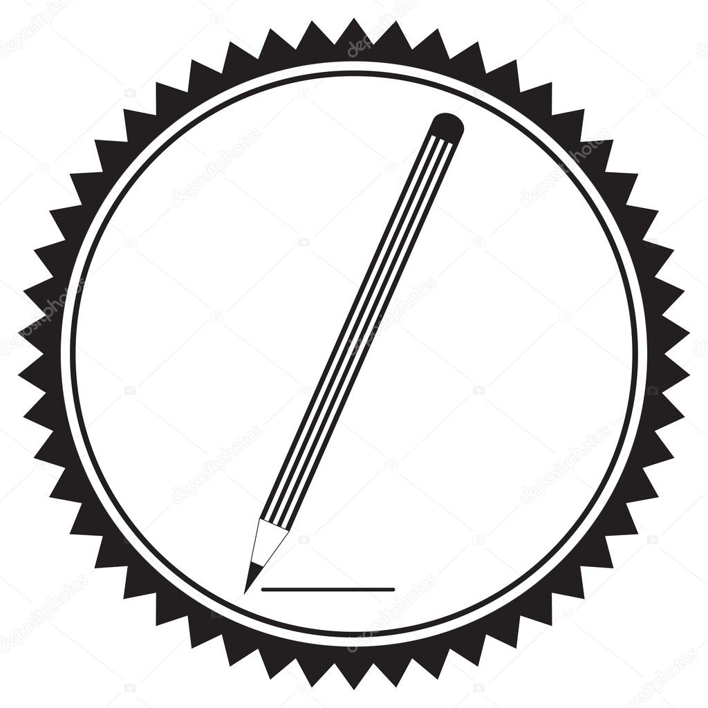 1024x1024 Silhouette Of A Pencil In A Circular Frame Stock Vector