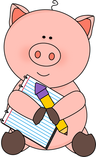 306x500 Pig With Notepad And Pencil Clip Art