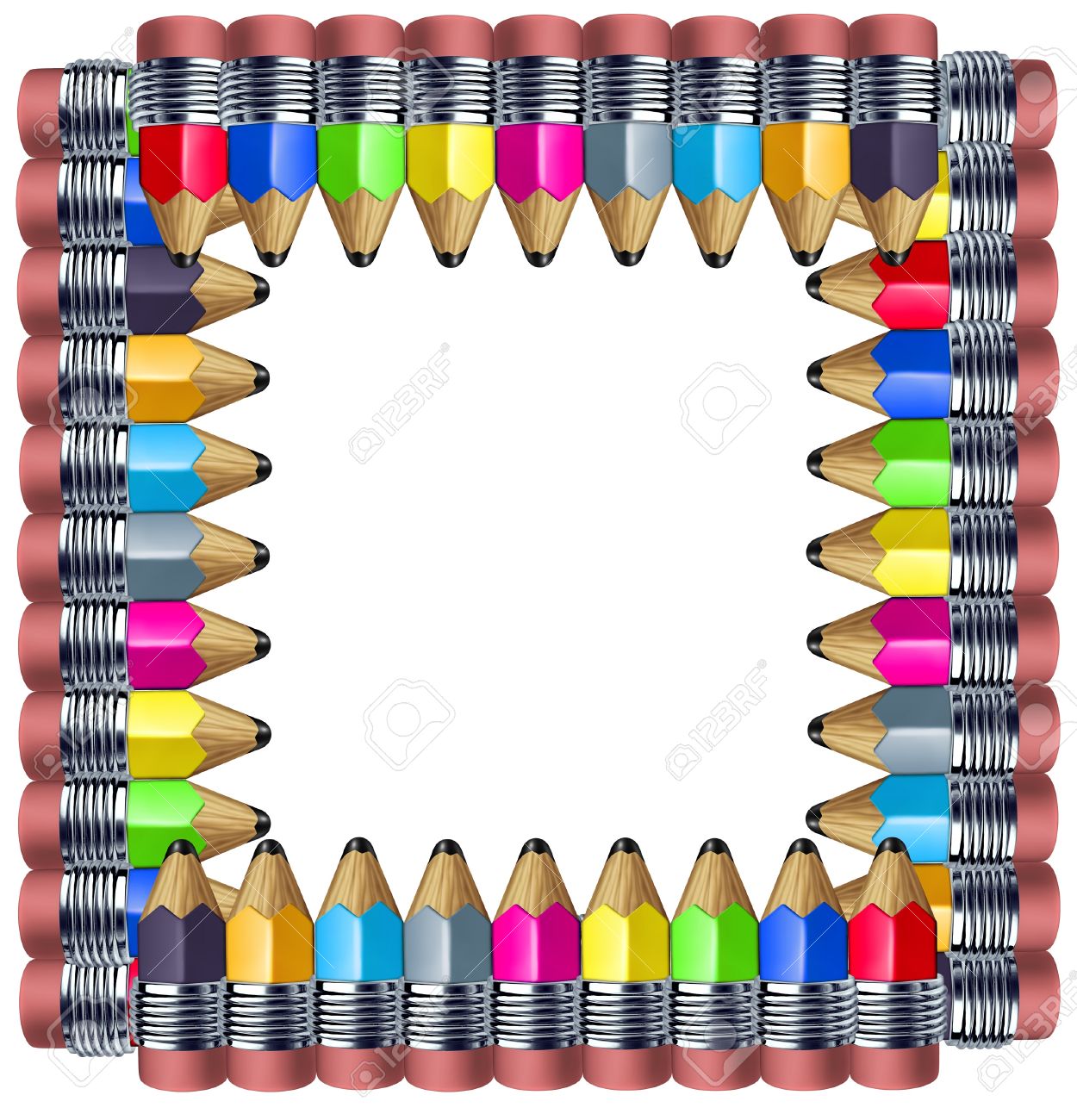 1250x1300 Frame Made Of Pencils With Multi Color Border Featuring Mini