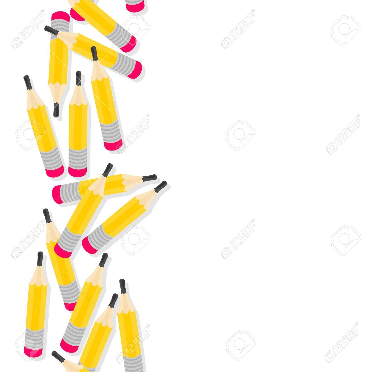 1300x1300 Yellow Pencils Messy Seamless Vertical Border With Isolated