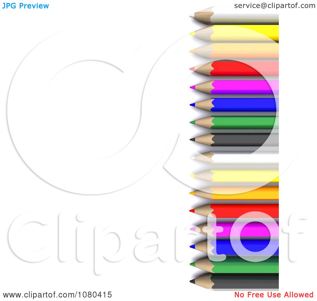 1080x1024 Clipart 3d Right Border Of Colored Pencils