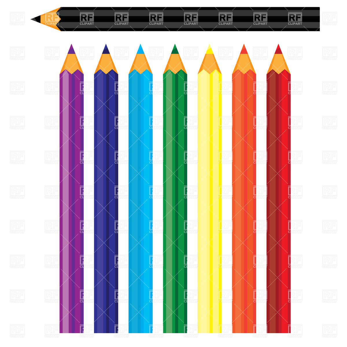 1200x1200 Coloured Pencils Royalty Free Vector Clip Art Image
