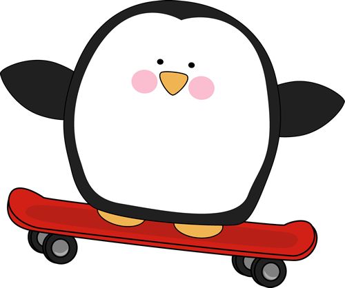 500x418 Penguin On A Skateboard Clip Art Clip