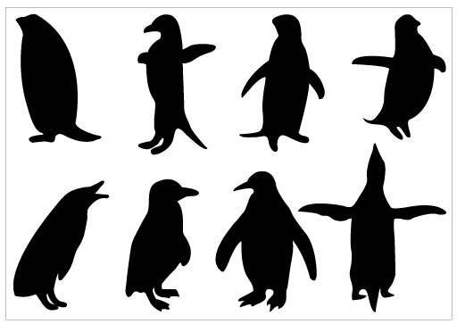 512x363 Penguin Silhouette Clip Art Pack Template Silhouette Clip Art