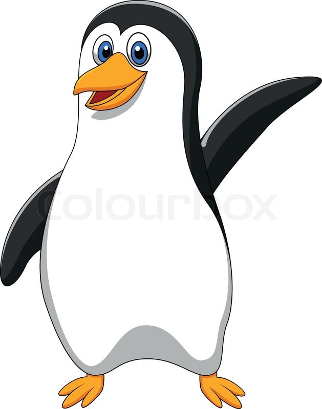 629x800 Cute Penguin Cartoon Waving Stock Vector Colourbox