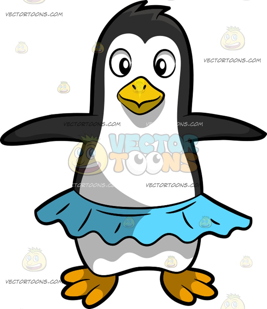 886x1024 A Dancing Penguin Cartoon Clipart