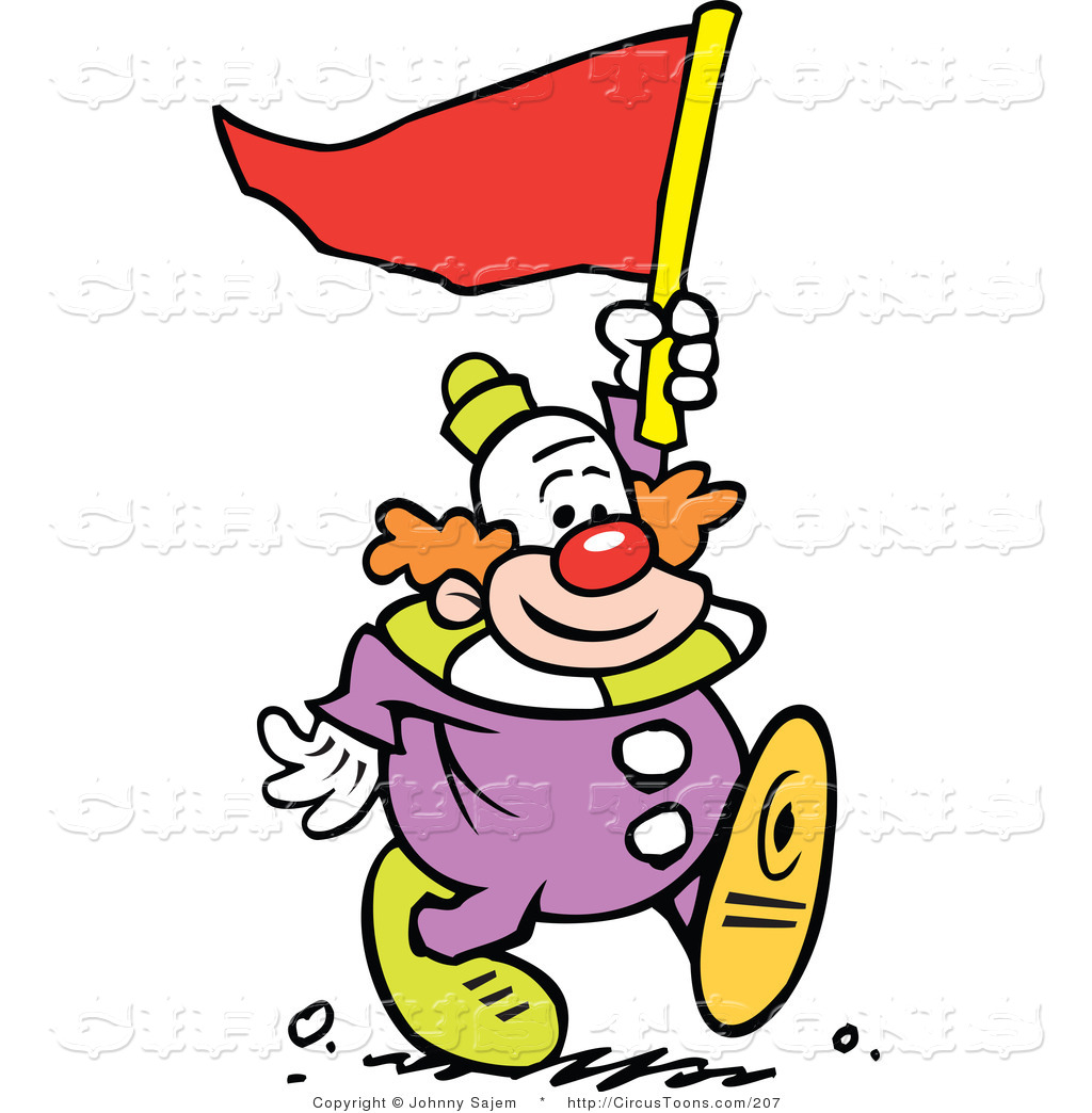 1024x1044 Circus Clipart Of A Clown Carrying A Waving Red Pennant Flag By