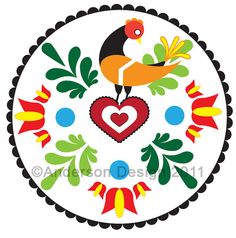 236x238 Pennsylvania Dutch Inspired, 2.5 Inch Round Hex Sign Printable