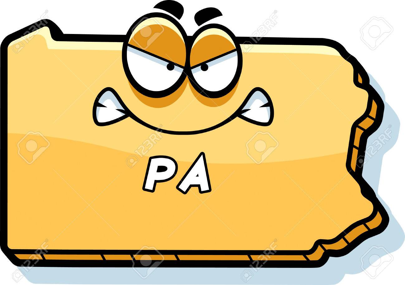1300x914 A Cartoon Illustration Of The State Of Pennsylvania Looking Angry