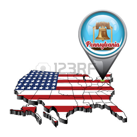 450x450 Us Map With Pin Showing Pennsylvania State Royalty Free Cliparts