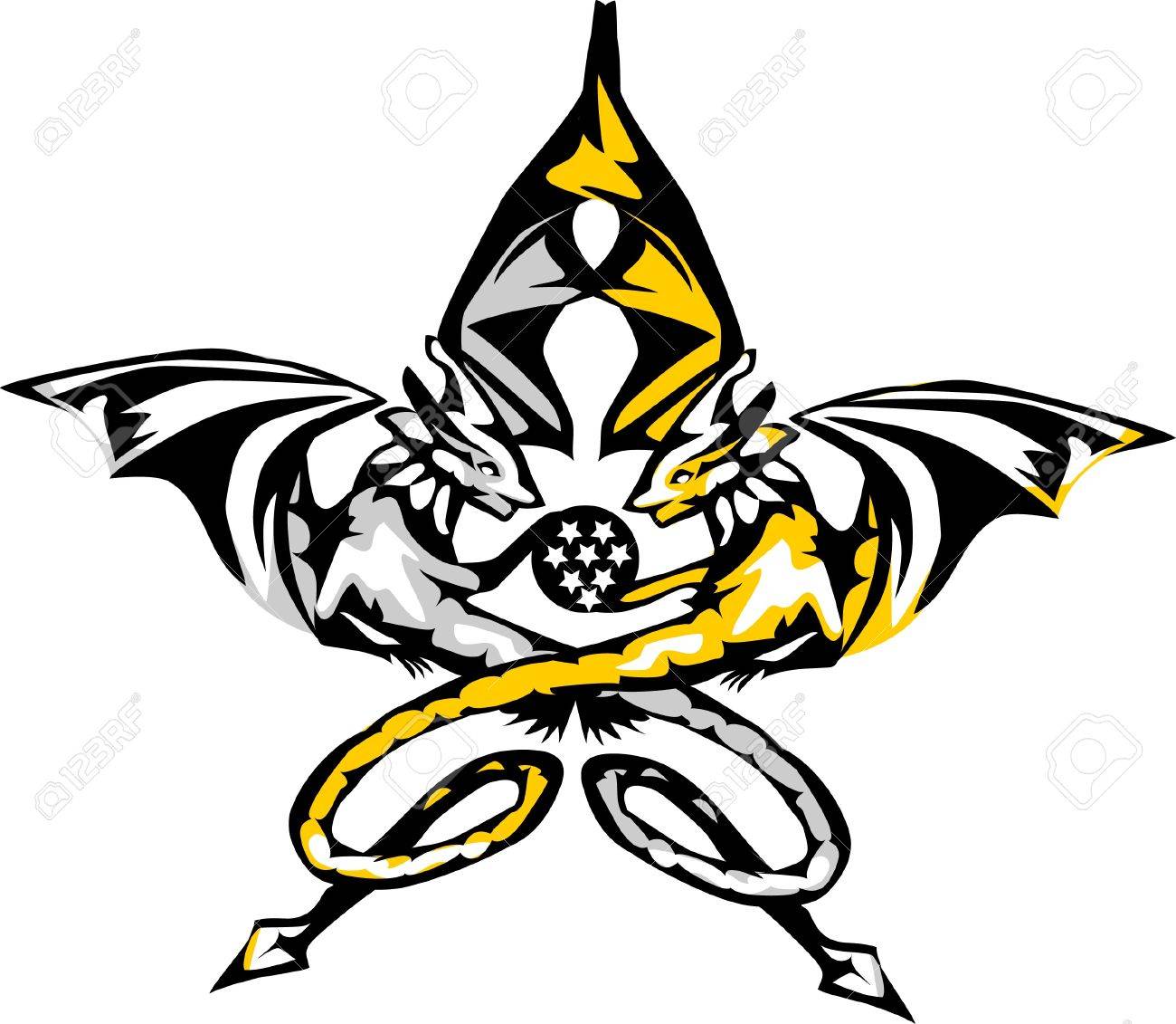 1300x1131 Dragons Shaped A Pentagram Royalty Free Cliparts, Vectors,