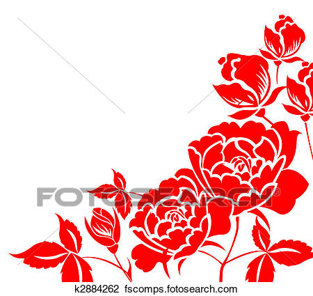 450x425 Clip Art Of Chinese Paper Cut Of Peony Flower K2884262