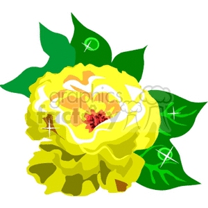 300x300 Royalty Free Yellow Peony Or Chrysanthemum 151623 Vector Clip Art