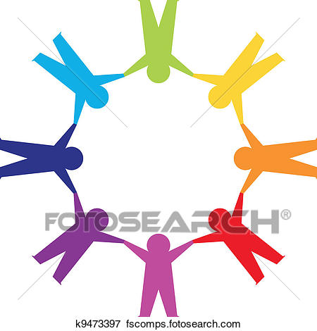 450x470 Clip Art Of Paper People In Circle Holding Hands K9473397