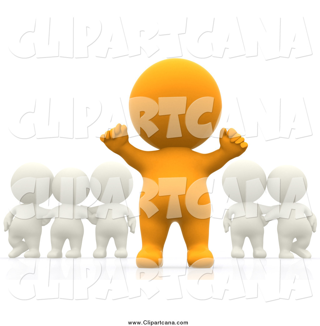 1024x1044 Clip Art Of A 3d Cheering Orange Person Standing Out From A Group
