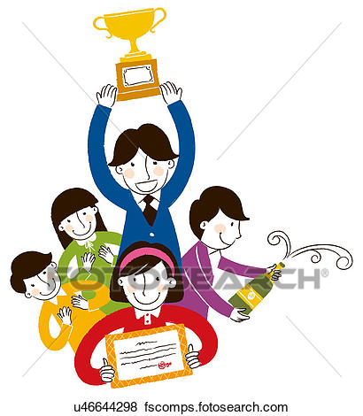 410x470 Stock Illustration Of Portrait Of People Holding Award U46644298