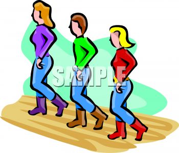 350x300 People Line Dancing Clip Art