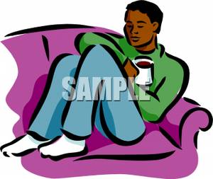 300x253 Free Clipart Image Black Man Sitting On The Couch Drinking