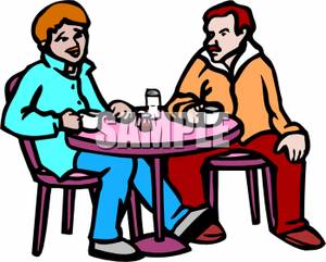 300x241 Men Sitting And Drinking Coffee Clipart Image