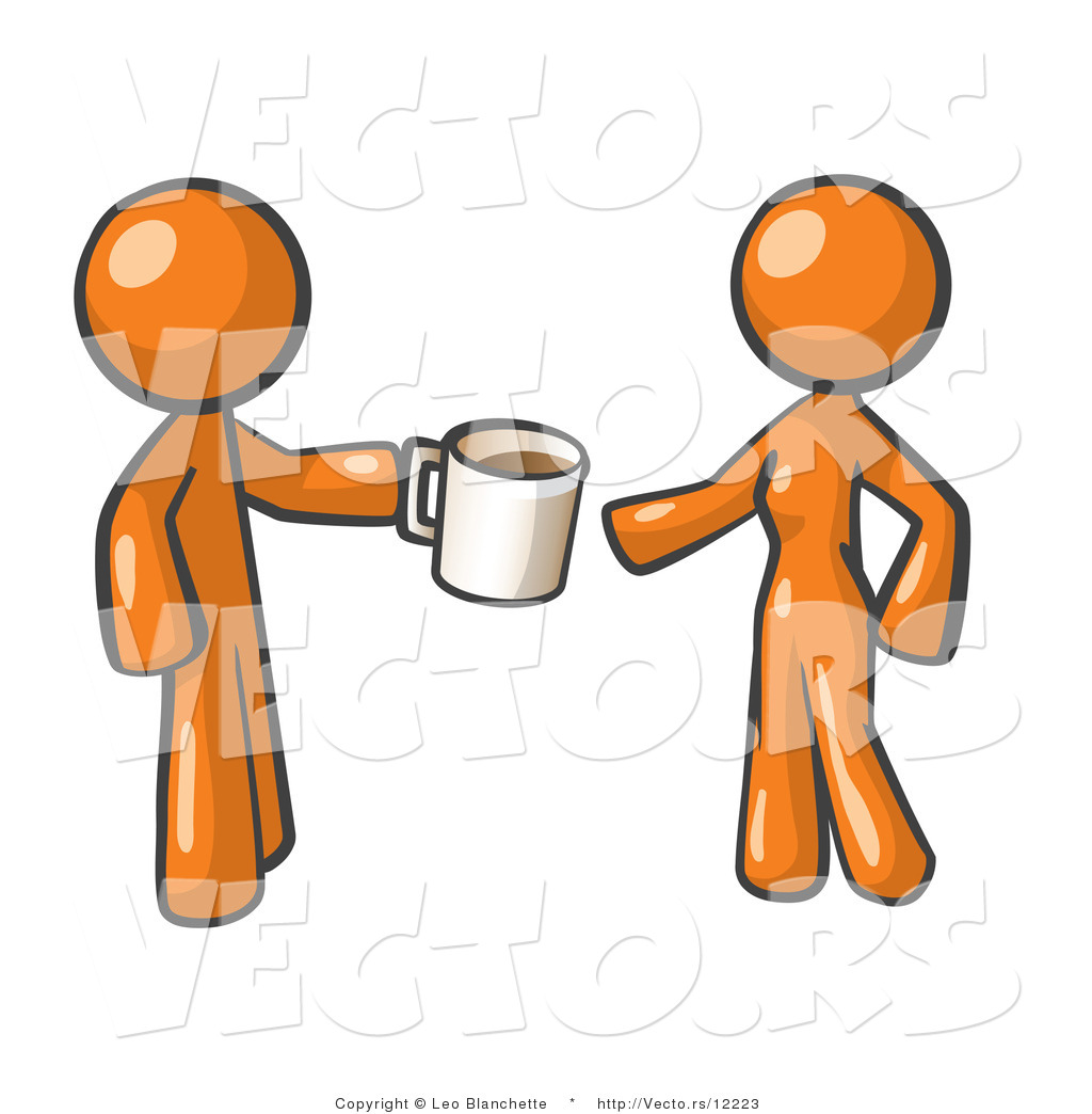 1024x1044 Vector Of Orange Guy Giving A Woman A Cup Of Coffee By Leo