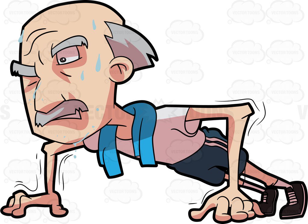 1024x743 A Grandpa Trying Hard To Do Some Push Ups Cartoon Clipart