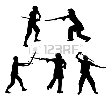 450x401 A Woman With A Sword In A Pose. Illustration Royalty Free Cliparts