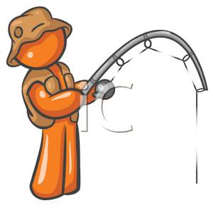 300x300 Orange Claymation Fisherman With A Fishing Rod
