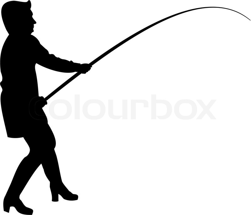 800x685 Vector Silhouette Of Woman In Fishing. Stock Vector Colourbox