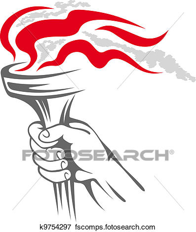 397x470 Clip Art Of Flaming Torch In People Hand K9754297