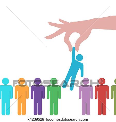 450x470 Clip Art Of Hand Find Select Person In Line Of People K4239528
