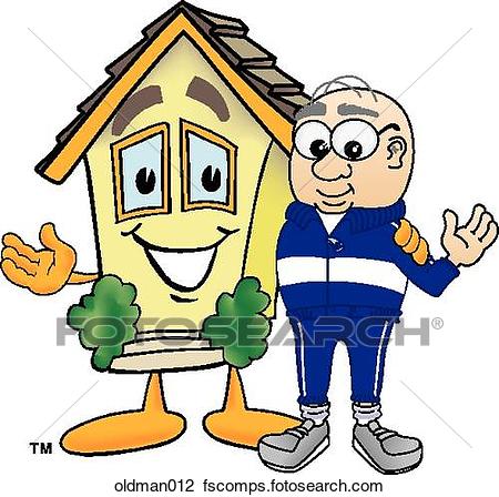 450x448 Clip Art Of Old Man With House Oldman012