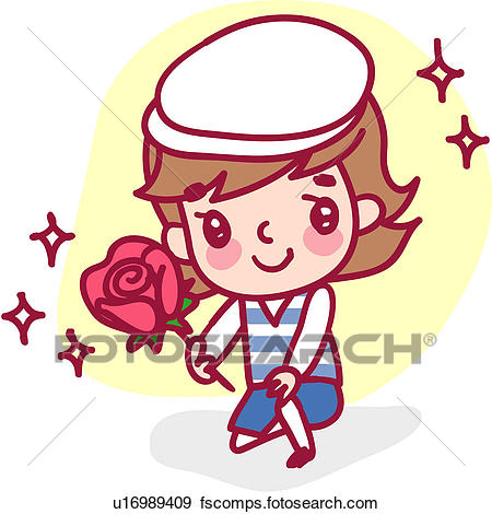 450x470 Clip Art Of One Person, Rose, Person, People, Propose, Child