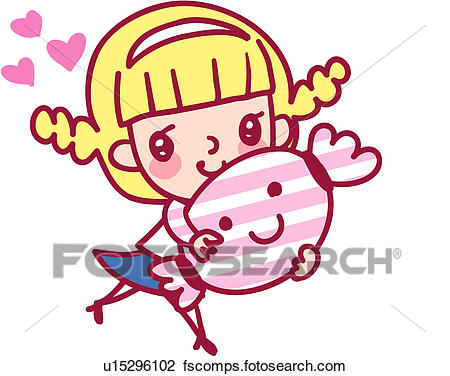 450x376 Clipart Of People, Girl, Candy, Heart, Love, Child U15296102