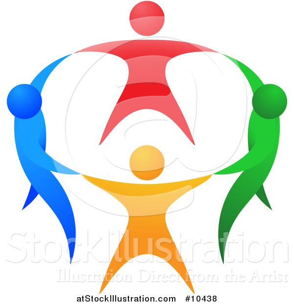 600x620 Vector Illustration Of A Circle Of Colorful People Holding Hands