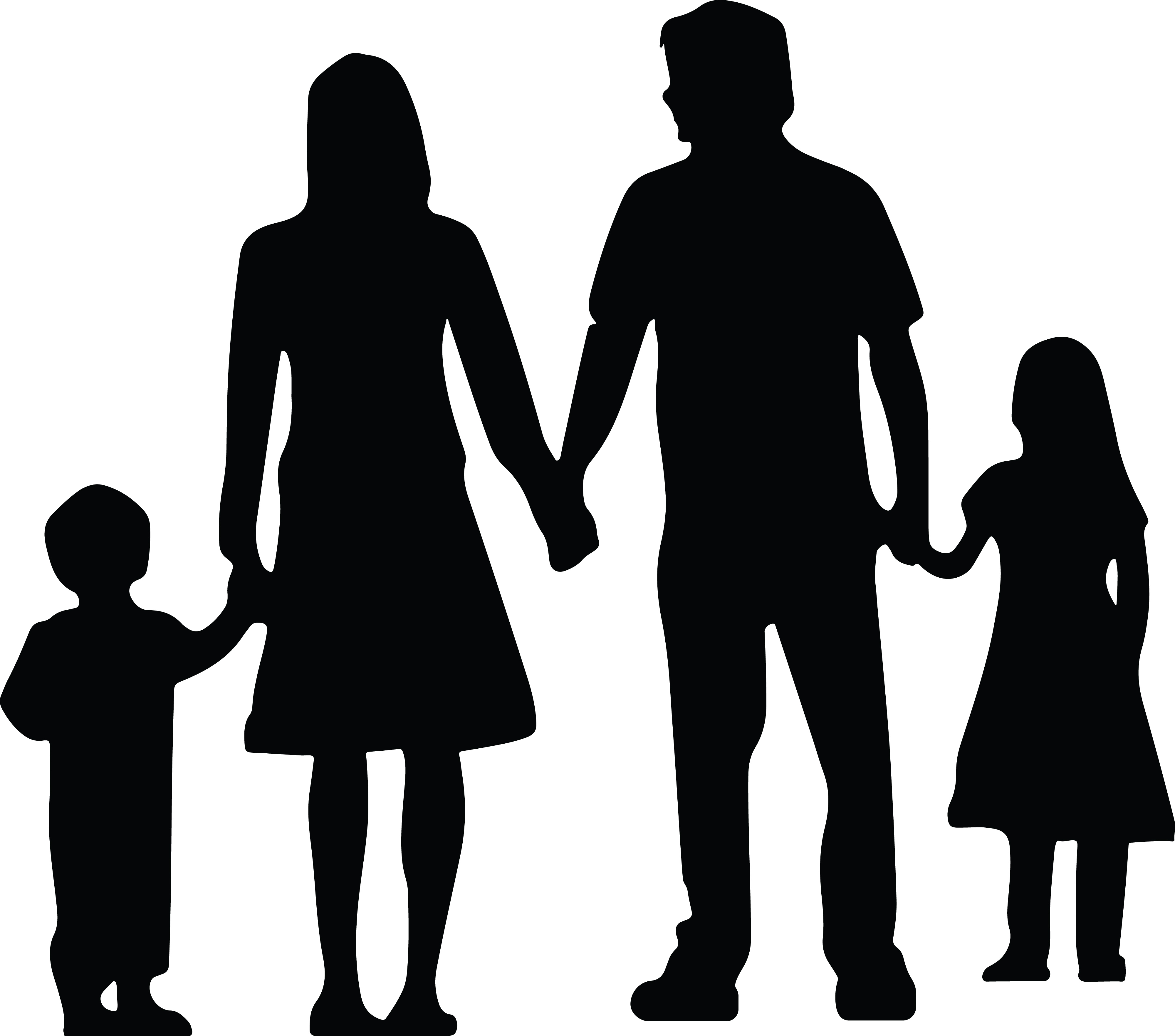 4000x3526 Clipart Of A Silhouetted Family Holding Hands