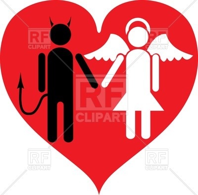 400x392 Devil And Angel In Love Royalty Free Vector Clip Art Image