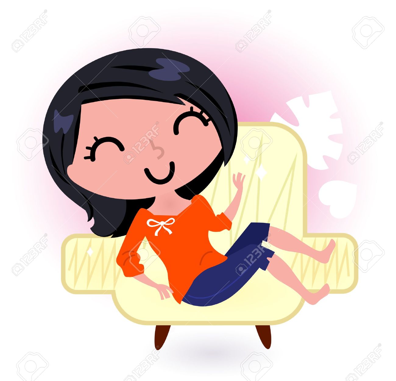 1300x1250 Cute Young Girl In Sofa Royalty Free Cliparts, Vectors, And Stock