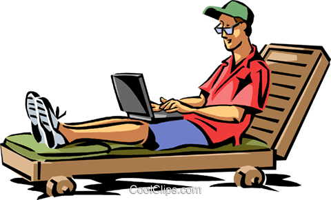 480x290 Man Relaxing In Beach Chair Royalty Free Vector Clip Art