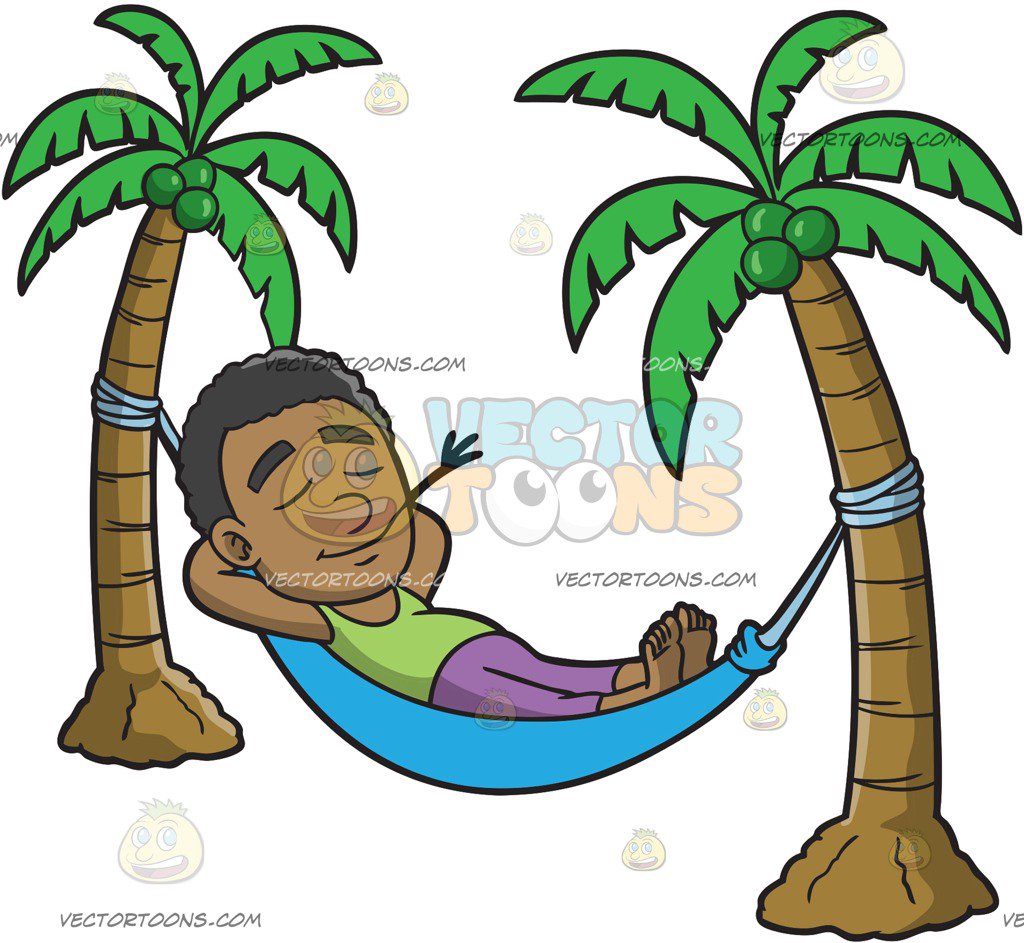 1024x943 A Black Guy Relaxing In A Hammock Cartoon Clipart