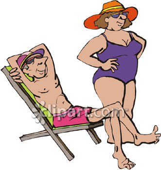 331x350 Skinny Man And Fat Woman Relaxing On The Beach While On Vacation